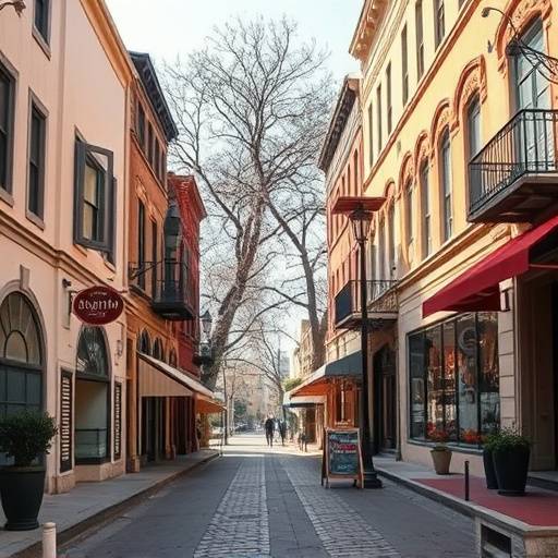 Charming street scene in Pasadena Old Town with historic buildings, cobblestone streets, and vintage storefronts