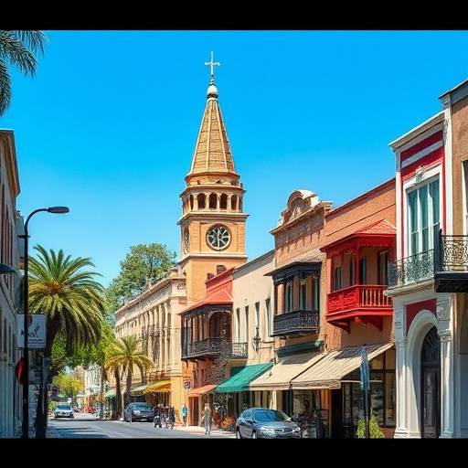 Charming street scene in Pasadena Old Town with historic buildings